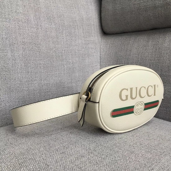 Gucci Logo Belt Bag in White Real Leather