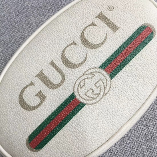 Gucci Logo Belt Bag in White Real Leather