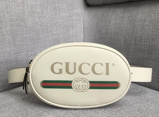 Gucci Logo Belt Bag in White Real Leather