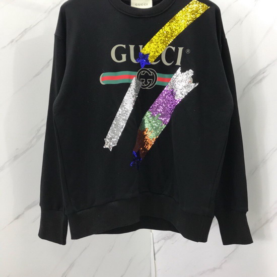 Gucci Logo Swearshirt with Shooting Stars Black Cotton