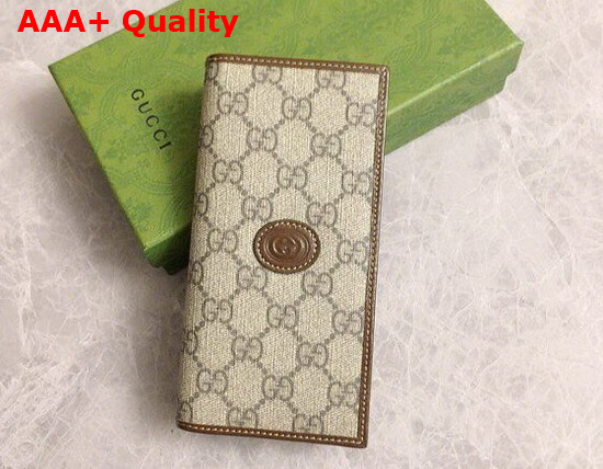 Gucci Long Wallet in Beige and Ebony GG Supreme Canvas with Interlocking G Replica