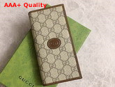 Gucci Long Wallet in Beige and Ebony GG Supreme Canvas with Interlocking G Replica