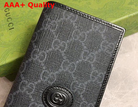 Gucci Long Wallet in Black GG Supreme Canvas with Interlocking G Replica