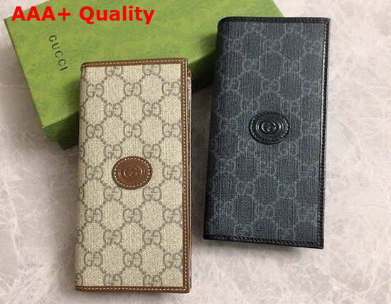 Gucci Long Wallet in Black GG Supreme Canvas with Interlocking G Replica