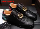 Gucci Low Top Sneaker with Brass GG Along Black Leather Replica