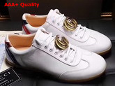 Gucci Low Top Sneaker with Brass GG Along White Leather Replica