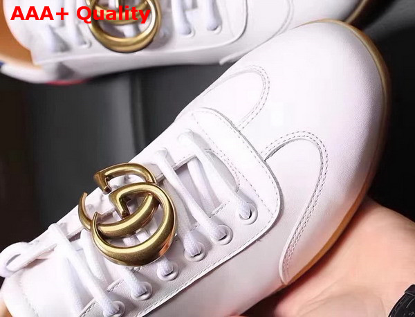 Gucci Low Top Sneaker with Brass GG Along White Leather Replica