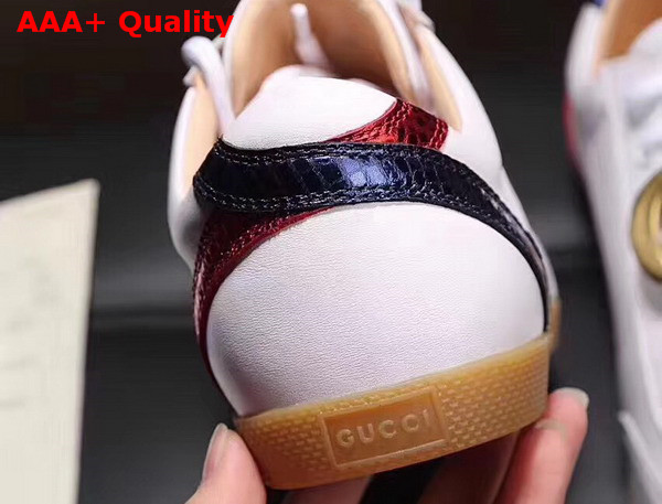 Gucci Low Top Sneaker with Brass GG Along White Leather Replica