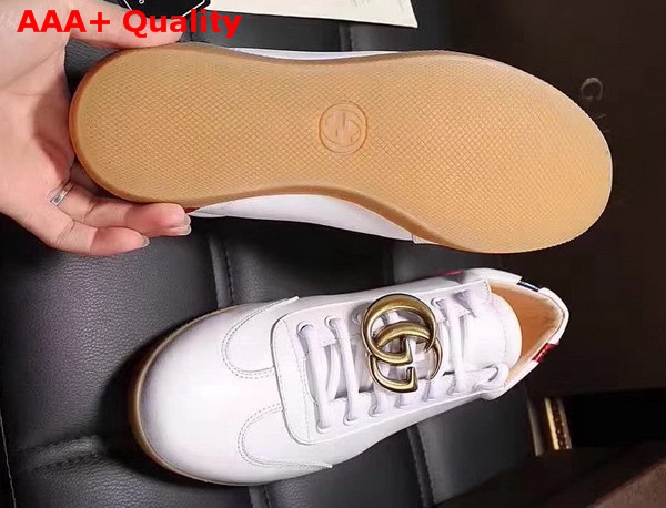 Gucci Low Top Sneaker with Brass GG Along White Leather Replica