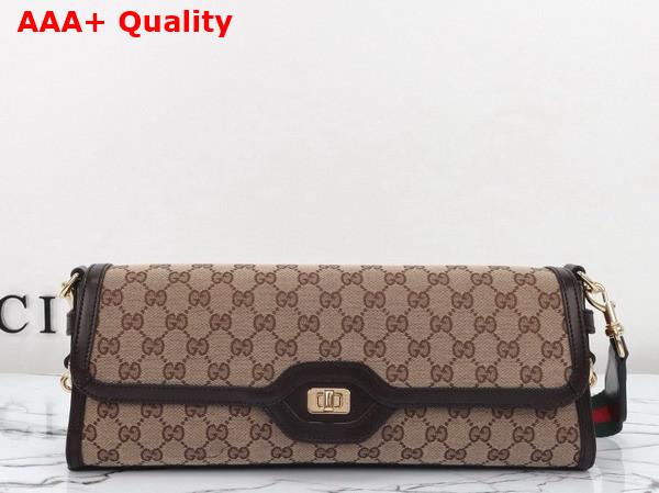 Gucci Luce Medium Shoulder Bag in Beige and Ebony Original GG Canvas 786022 Replica