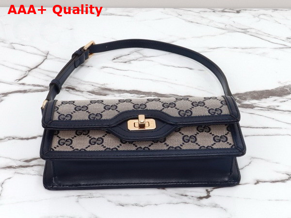 Gucci Luce Mini Shoulder Bag in Beige and Blue Original GG Canvas 790038 Replica