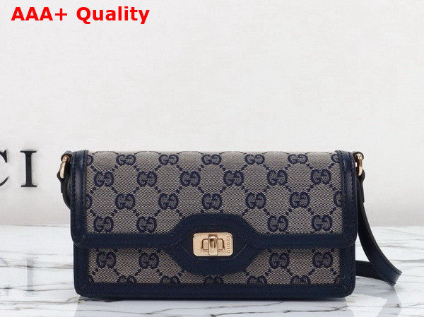 Gucci Luce Mini Shoulder Bag in Beige and Blue Original GG Canvas 790038 Replica