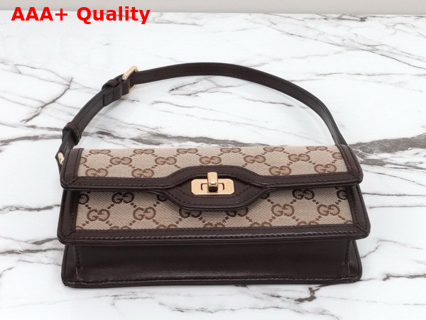 Gucci Luce Mini Shoulder Bag in Beige and Ebony Original GG Canvas 790038 Replica