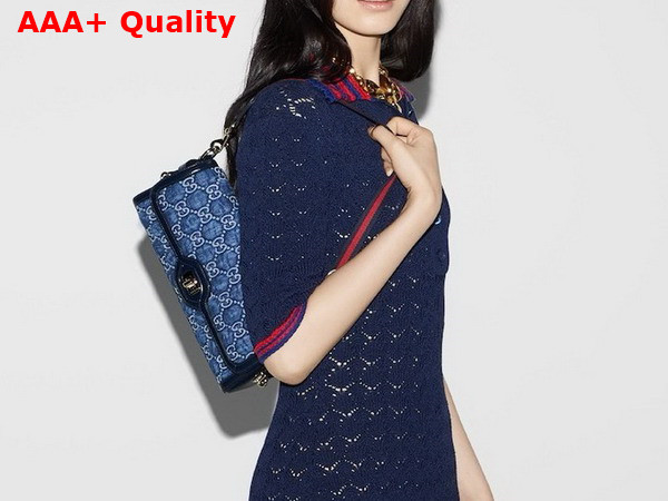 Gucci Luce Small Shoulder Bag in Blue GG Denim 786027 Replica