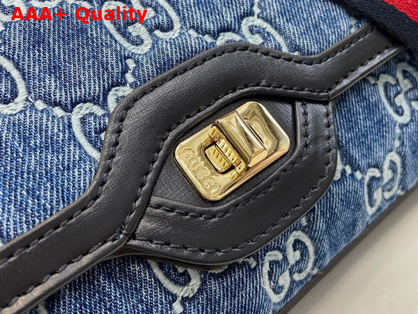 Gucci Luce Small Shoulder Bag in Blue GG Denim 786027 Replica