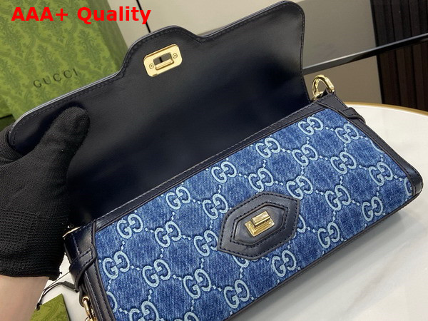 Gucci Luce Small Shoulder Bag in Blue GG Denim 786027 Replica