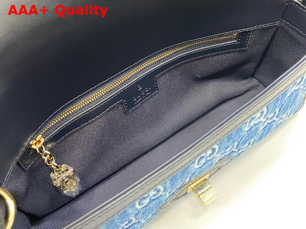 Gucci Luce Small Shoulder Bag in Blue GG Denim 786027 Replica