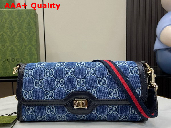 Gucci Luce Small Shoulder Bag in Blue GG Denim 786027 Replica