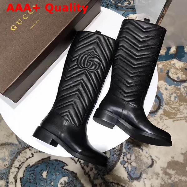 Gucci Matelasse Knee Boot in Black Leather Replica