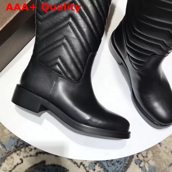 Gucci Matelasse Knee Boot in Black Leather Replica