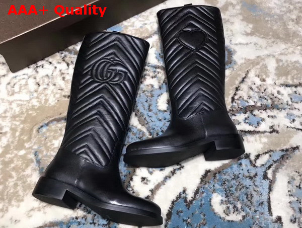 Gucci Matelasse Knee Boot in Black Leather Replica