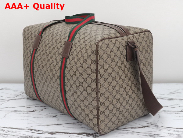 Gucci Maxi Duffle Bag with Web in Beige and Ebony Soft GG Supreme Canvas 760152 Replica