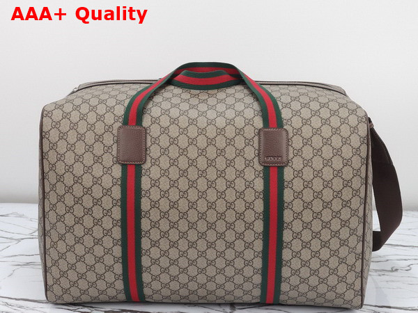 Gucci Maxi Duffle Bag with Web in Beige and Ebony Soft GG Supreme Canvas 760152 Replica