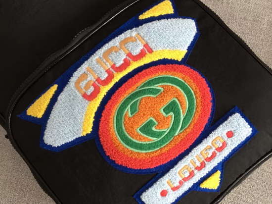 Gucci Medium Backpack with Gucci 80s Patch Black Nylon 536724