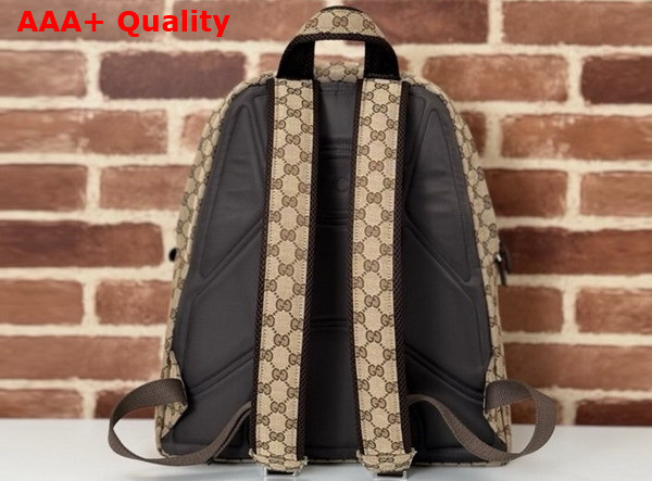 Gucci Medium Backpack with Gucci Logo Beige and Ebony Original GG Canvas 800265 Replica