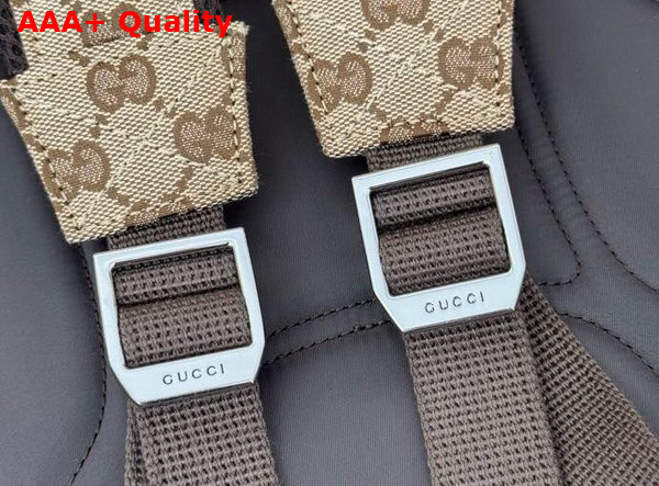 Gucci Medium Backpack with Gucci Logo Beige and Ebony Original GG Canvas 800265 Replica