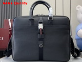 Gucci Medium Briefcase with Web Black Soft Grainy Leather 816757 Replica