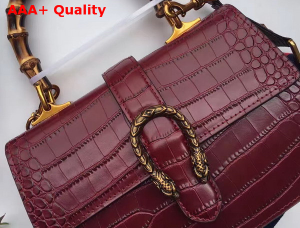 Gucci Medium Dionysus Croc Print Leather Top Handle Bag in Bordeaux Replica