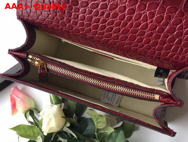 Gucci Medium Dionysus Croc Print Leather Top Handle Bag in Bordeaux Replica