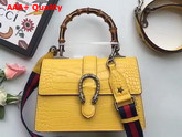 Gucci Medium Dionysus Croc Print Leather Top Handle Bag in Yellow Replica