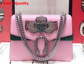 Gucci Medium Dionysus Embroidered Leather Shoulder Bag Pink and Green Calfskin Replica