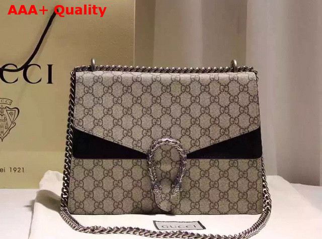 Gucci Medium Dionysus GG Supreme Shoulder Bag with Black Suede Datail Replica