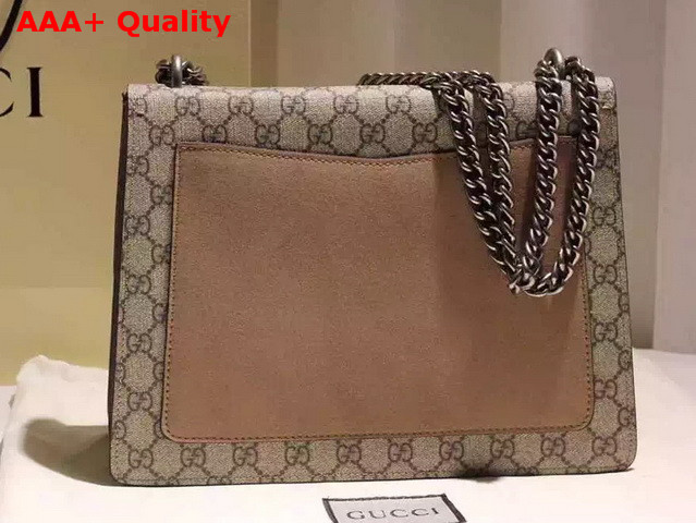 Gucci Medium Dionysus GG Supreme Shoulder Bag with Taupe Suede Datail Replica