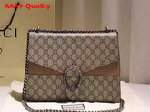 Gucci Medium Dionysus GG Supreme Shoulder Bag with Taupe Suede Datail Replica