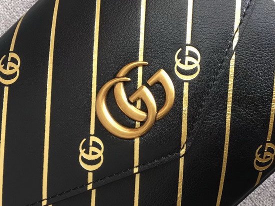 Gucci Medium Double Shouler Bag White Leather with Gold Double G Stripe Print Black Leather 524822