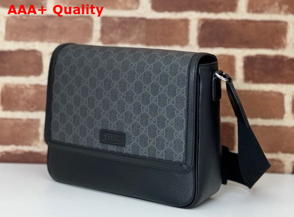 Gucci Medium GG Crossbody Bag with Tag Black Leather with Black GG Supreme Canvas Trim 795459 Replica