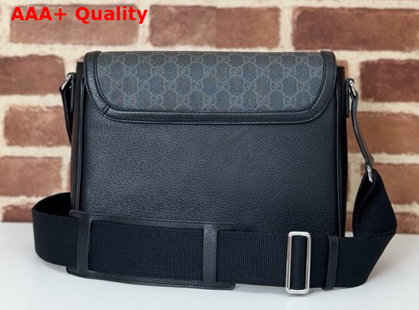 Gucci Medium GG Crossbody Bag with Tag Black Leather with Black GG Supreme Canvas Trim 795459 Replica