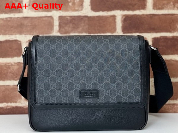 Gucci Medium GG Crossbody Bag with Tag Black Leather with Black GG Supreme Canvas Trim 795459 Replica