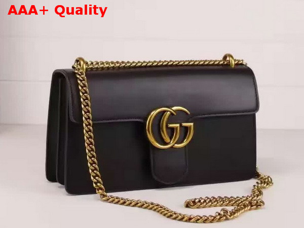 Gucci Medium GG Marmont Chain Shoulder Bag Black Leather Replica