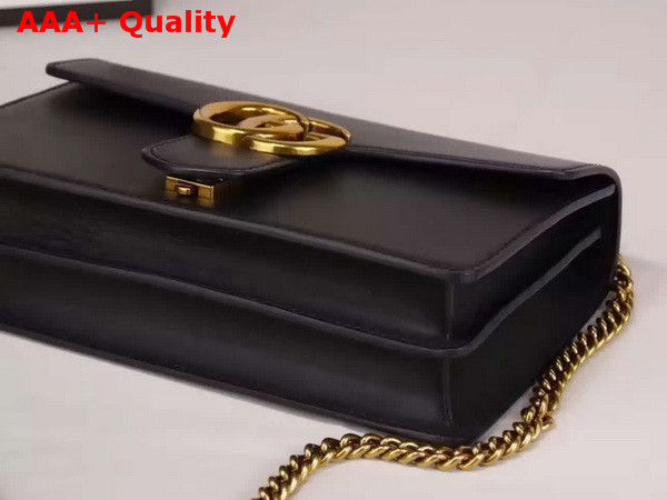 Gucci Medium GG Marmont Chain Shoulder Bag Black Leather Replica