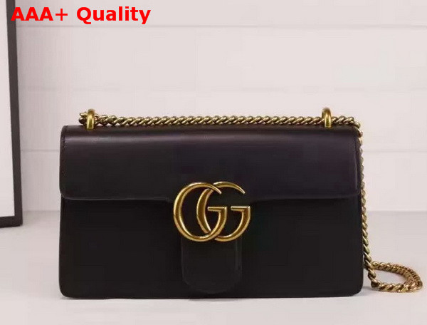 Gucci Medium GG Marmont Chain Shoulder Bag Black Leather Replica