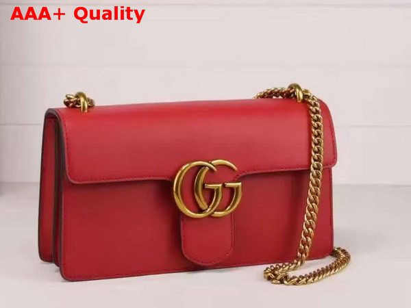 Gucci Medium GG Marmont Chain Shoulder Bag Red Leather Replica