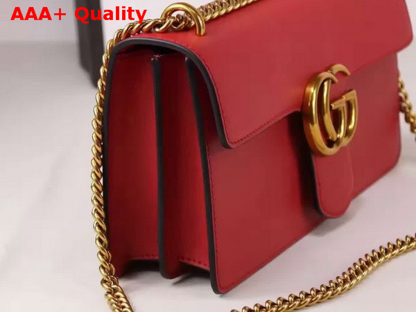 Gucci Medium GG Marmont Chain Shoulder Bag Red Leather Replica