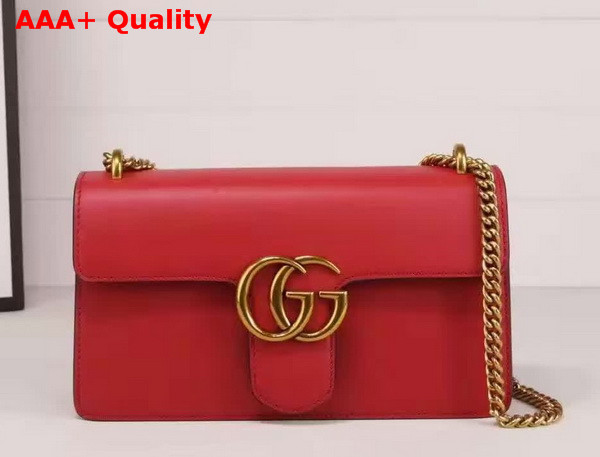 Gucci Medium GG Marmont Chain Shoulder Bag Red Leather Replica