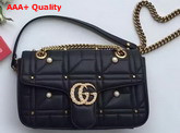 Gucci Medium GG Marmont Chain Shoulder Bag in Black Calf Leather Replica