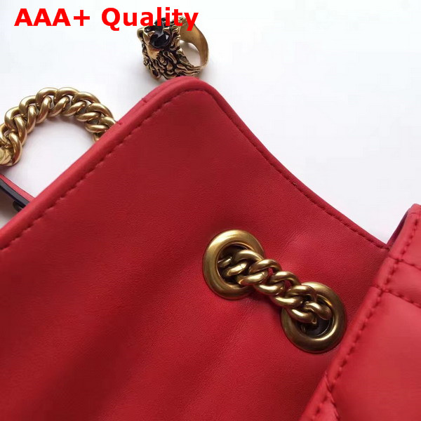 Gucci Medium GG Marmont Chain Shoulder Bag in Red Calf Leather Replica